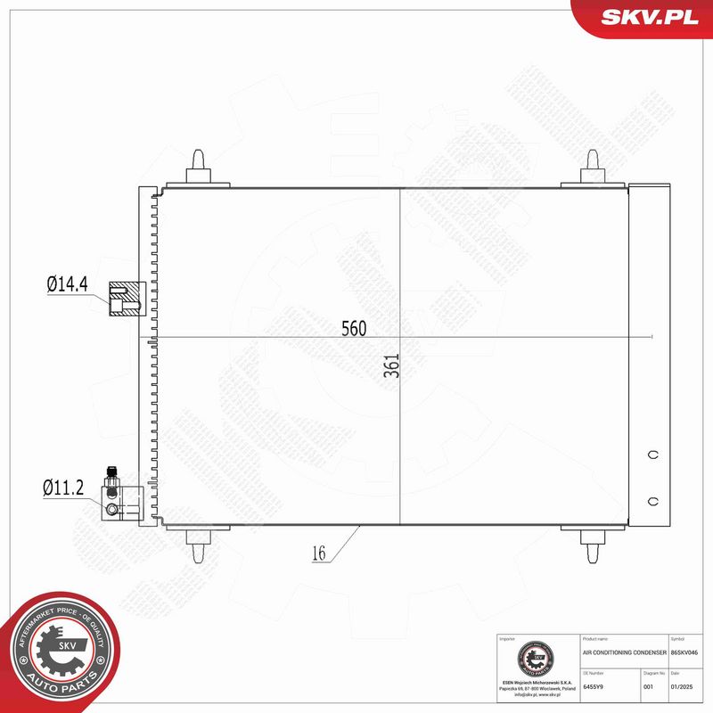 ESEN SKV 86SKV046 Condenser, air conditioning