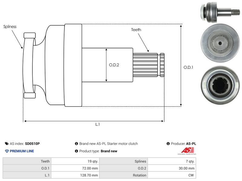 AS-PL SD0510P Pinion, starter