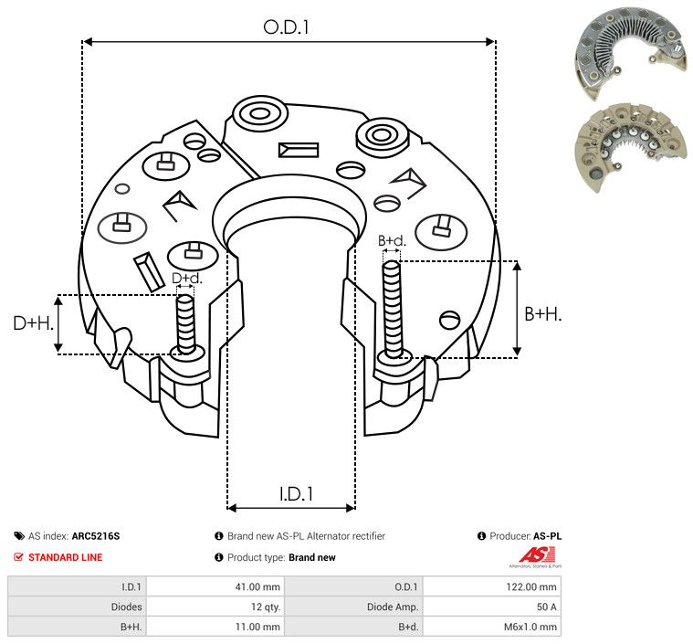 AS-PL ARC5216S Rectifier, alternator