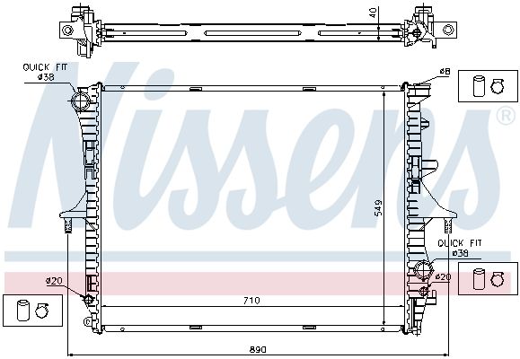 Радіатор, система охолодження двигуна, Audi Q7 Porsche Cayenne VW Touareg 2.5D-6.0 09.02-08.15, Nissens 65276A