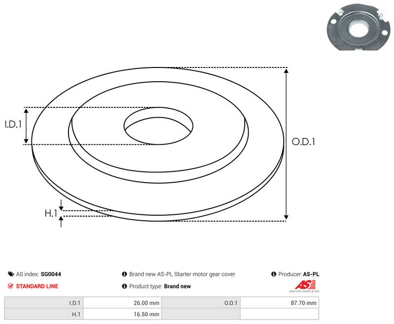 Remondikomplekt, Starter, AS-PL SG0044