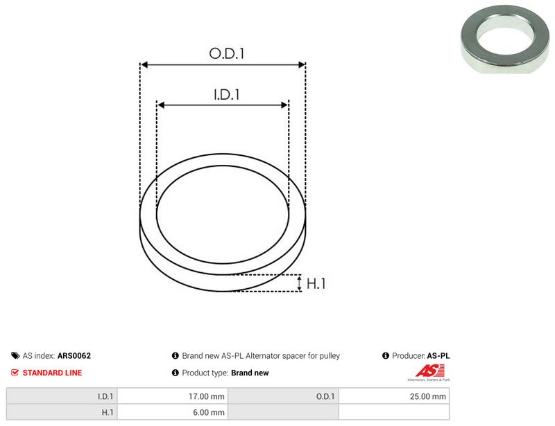 AS-PL ARS0062 Repair Set, alternator