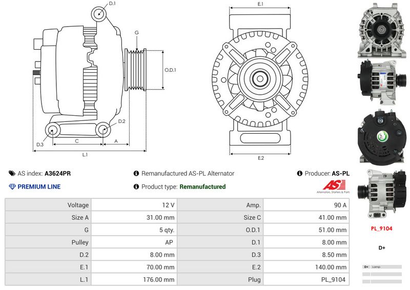 AS-PL A3624PR Alternator