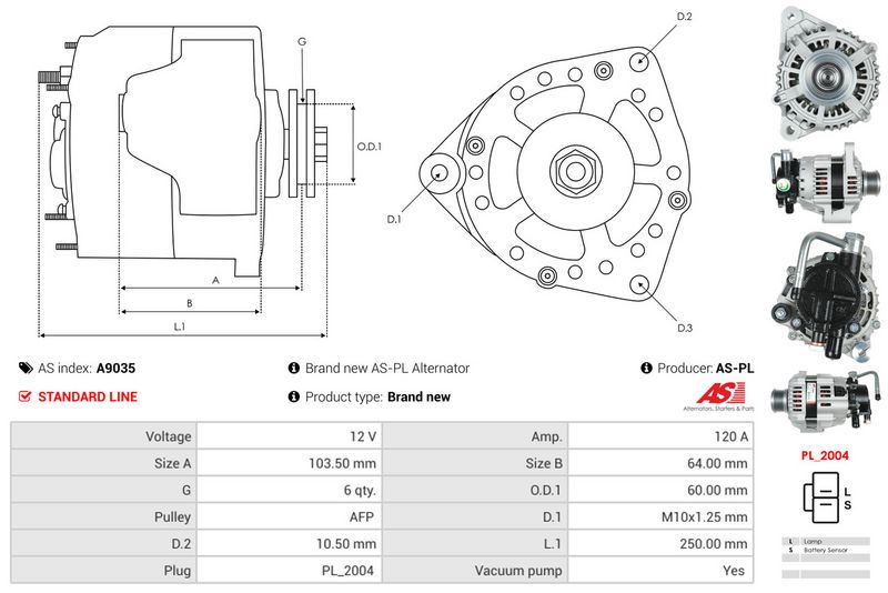 AS-PL A9035 Alternator