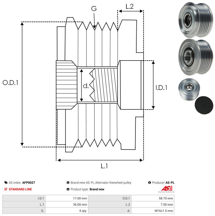 AS-PL AFP0027 Alternator Freewheel Clutch