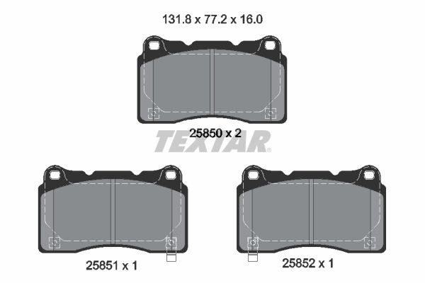 Комплект гальмівних накладок, дискове гальмо, Textar 2585001