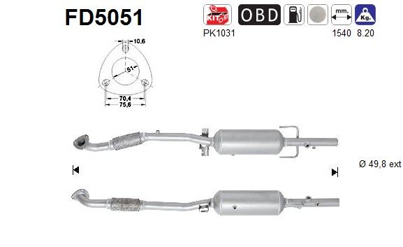 AS FD5051 Soot/Particulate Filter, exhaust system