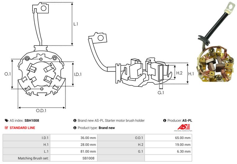 Kinnitus, süsinikuharjad, AS-PL SBH1008