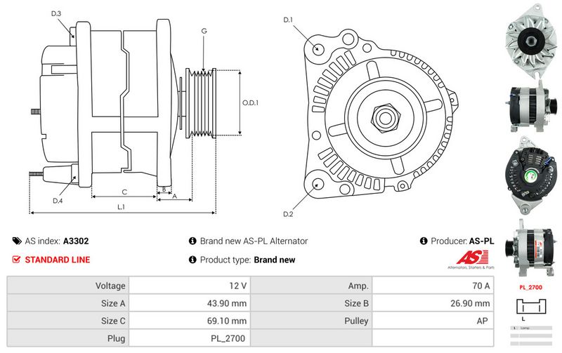 AS-PL A3302 Alternator