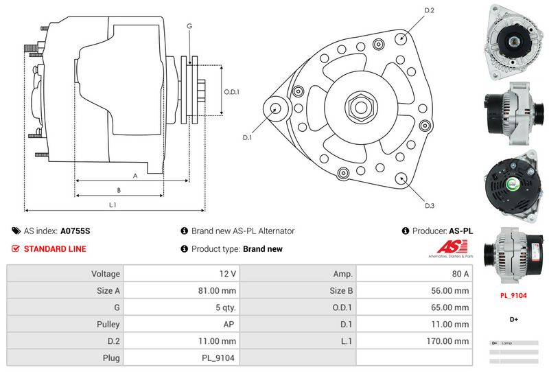 AS-PL A0755S Alternator