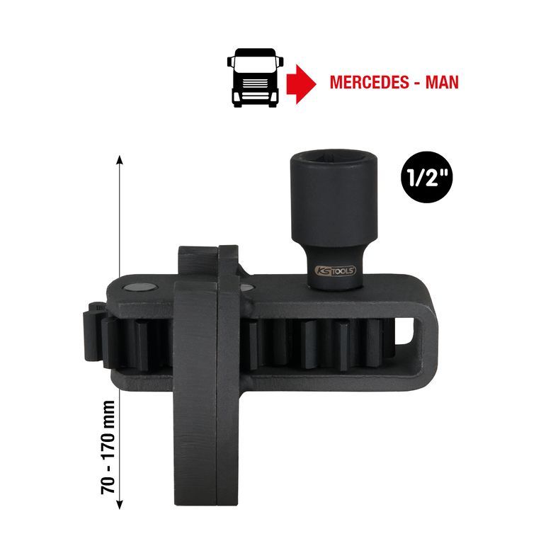 1/2”motorvridanordning till Mercedes/MAN, 100 mm