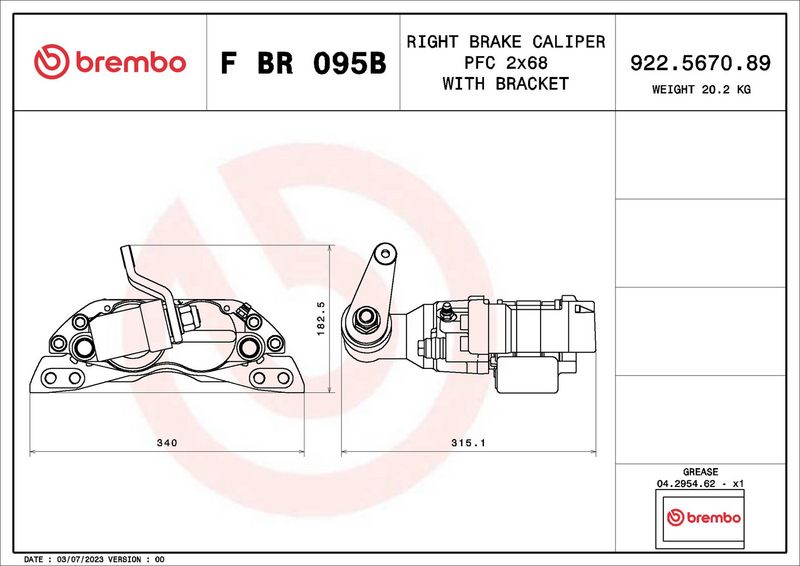 BREMBO FBR095B Brake Caliper