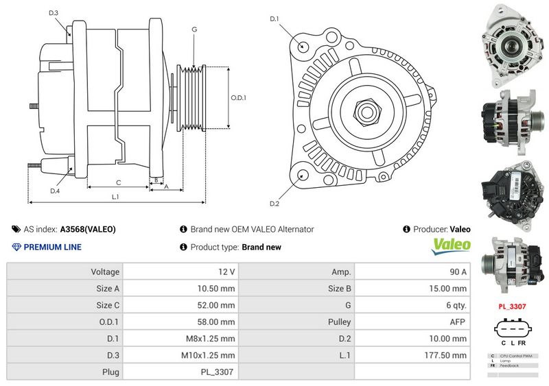 AS-PL A3568(VALEO) Alternator