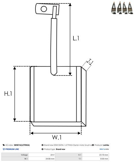 AS-PL SB9016(LETRIKA) Carbon Brush, starter