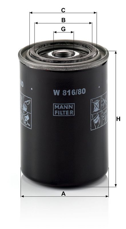 Õlifilter, MANN-FILTER W 816, 80