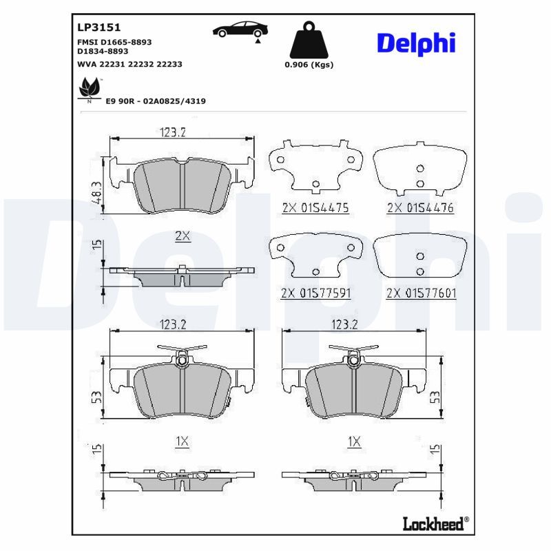 DELPHI LP3151 Brake Pad Set, disc brake