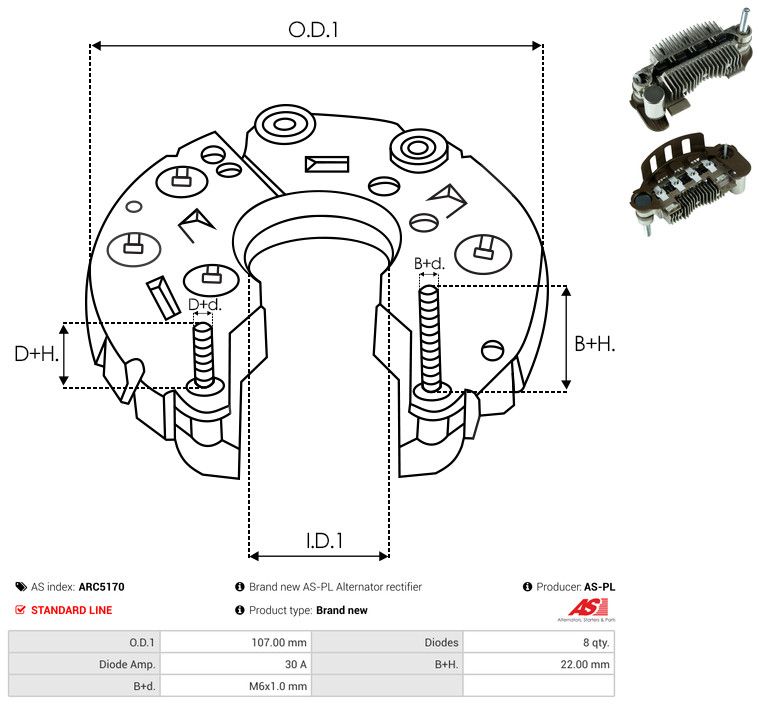 AS-PL ARC5170 Rectifier, alternator