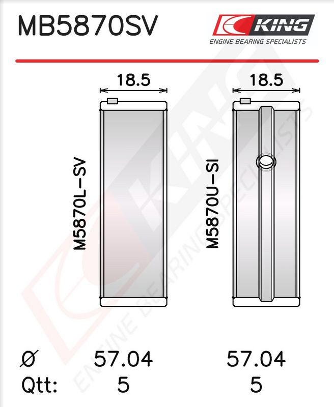 Set cuzineți arbore cotit KING MB5870SV