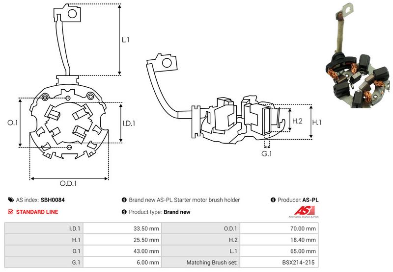 AS-PL SBH0084 Holder, carbon brushes