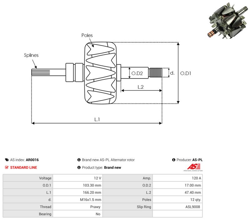 rootor, generaator, AS-PL AR0016