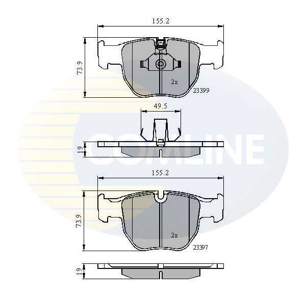 Комплект гальмівних накладок, дискове гальмо, Comline CBP01157