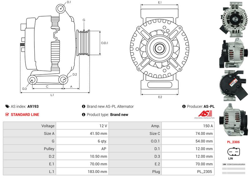 AS-PL A9193 Alternator