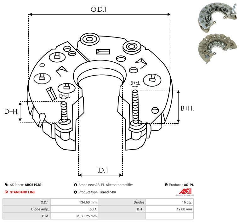 AS-PL ARC5193S Rectifier, alternator