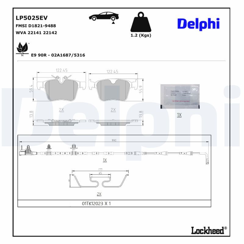 DELPHI LP5025EV Brake Pad Set, disc brake