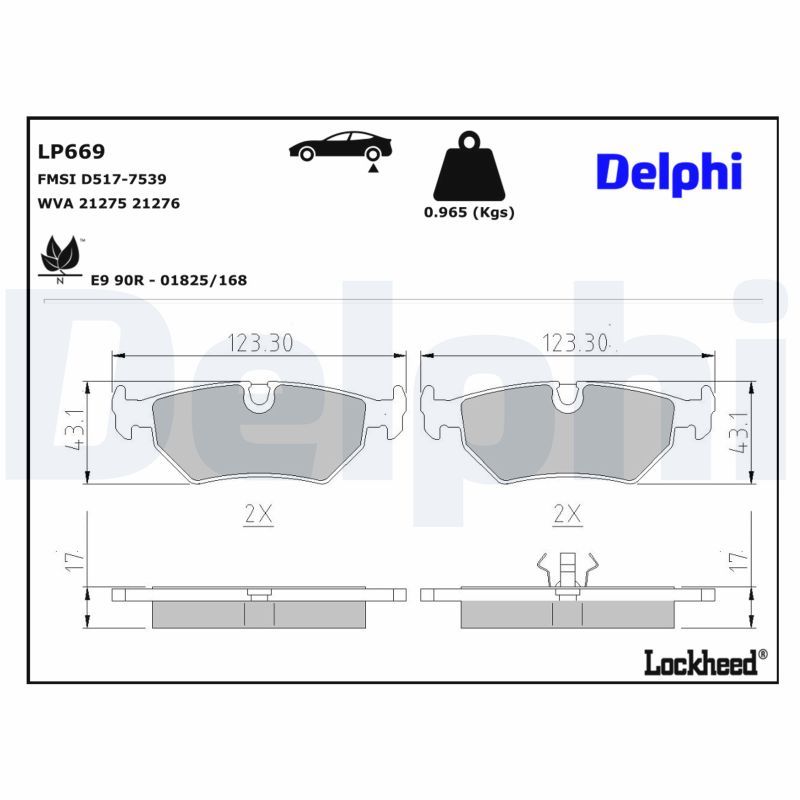 комплект спирачно феродо, дискови спирачки DELPHI