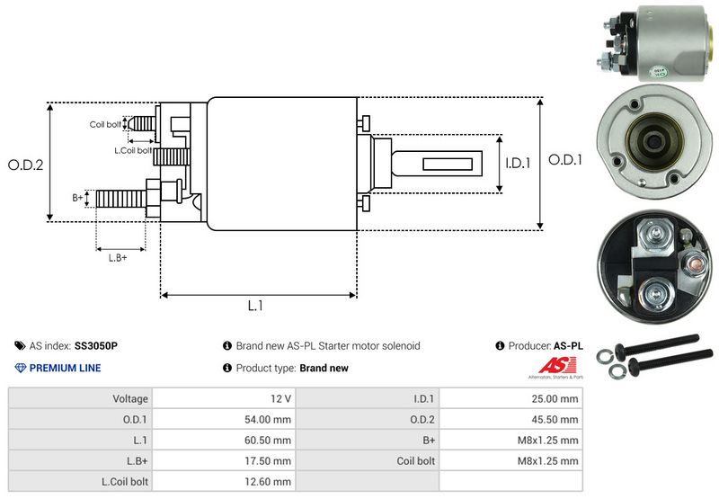 AS-PL SS3050P Solenoid Switch, starter