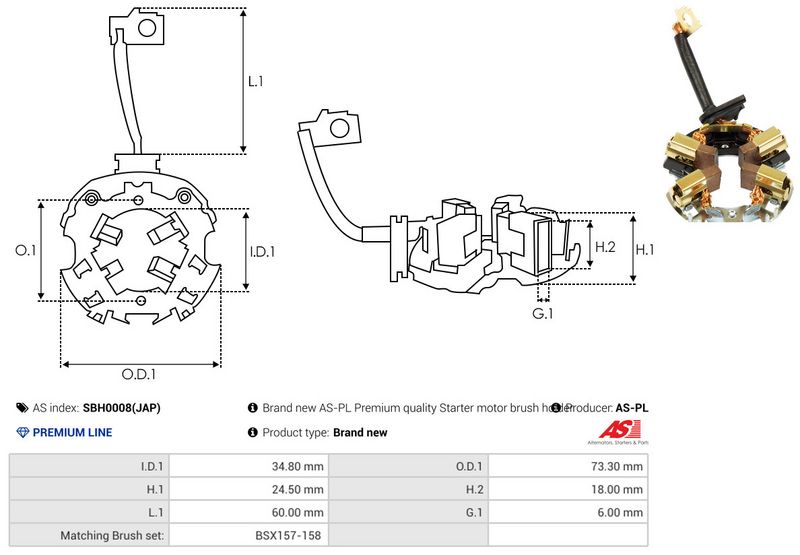AS-PL SBH0008(JAP) Holder, carbon brushes