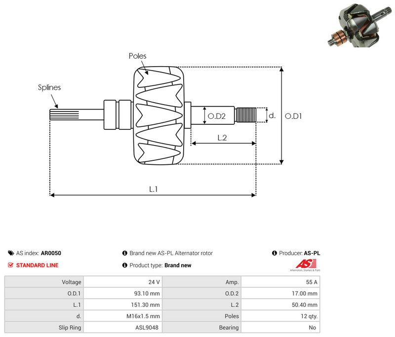 AS-PL AR0050 Rotor, alternator