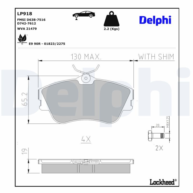 Piduriklotsi komplekt, ketaspidur, DELPHI LP918