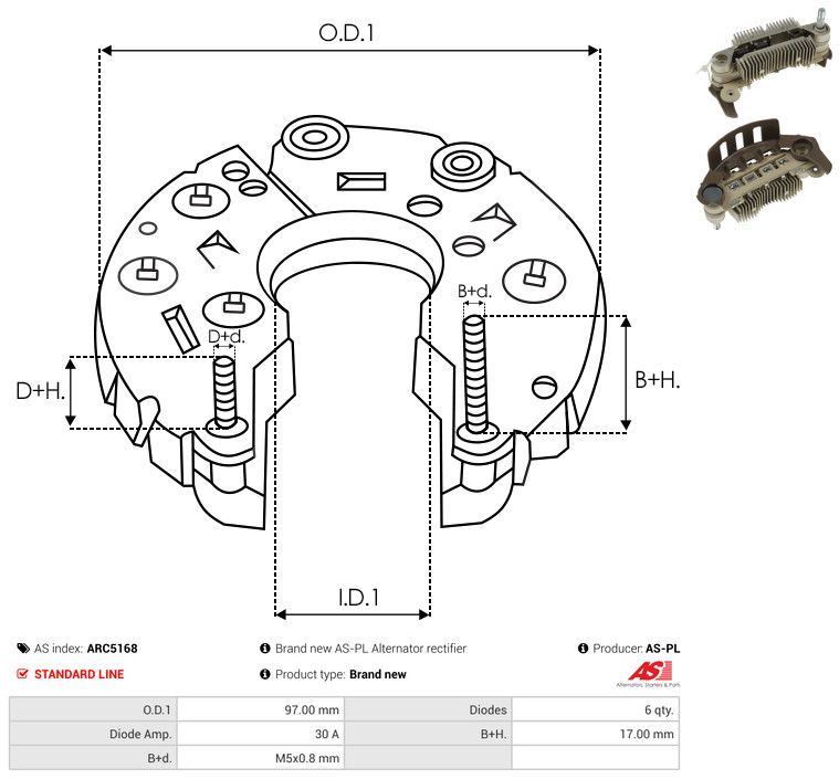 AS-PL ARC5168 Rectifier, alternator