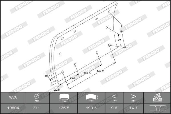 Ferodo Brake Lining Kit, drum brake K19604.0-F3658