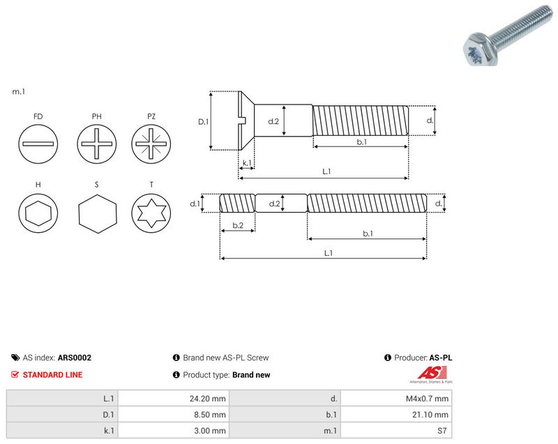 AS-PL ARS0002 Repair Set, alternator