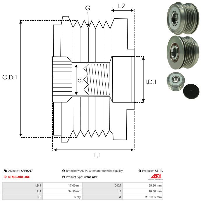 AS-PL AFP0067 Alternator Freewheel Clutch