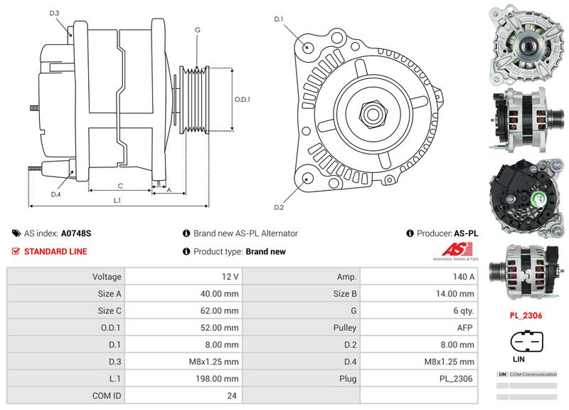 AS-PL A0748S Alternator