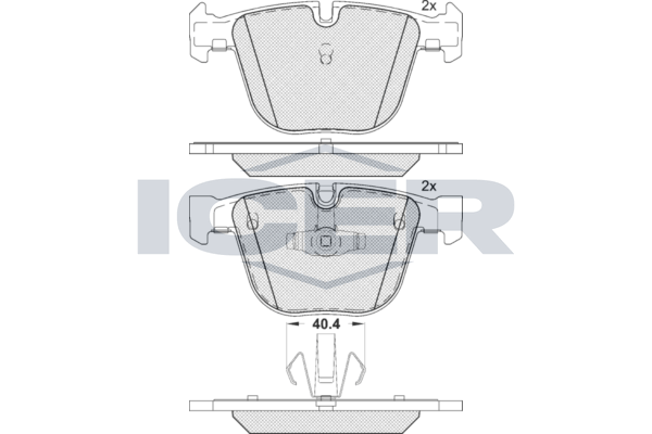 Комплект гальмівних накладок, дискове гальмо, Icer 181896