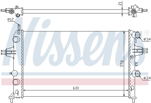 Радиатор охлаждения OPEL ASTRA G (98-) 1.2/1.4i (выр-во Nissens)