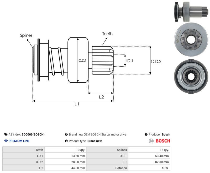 AS-PL SD0066(BOSCH) Freewheel Gear, starter