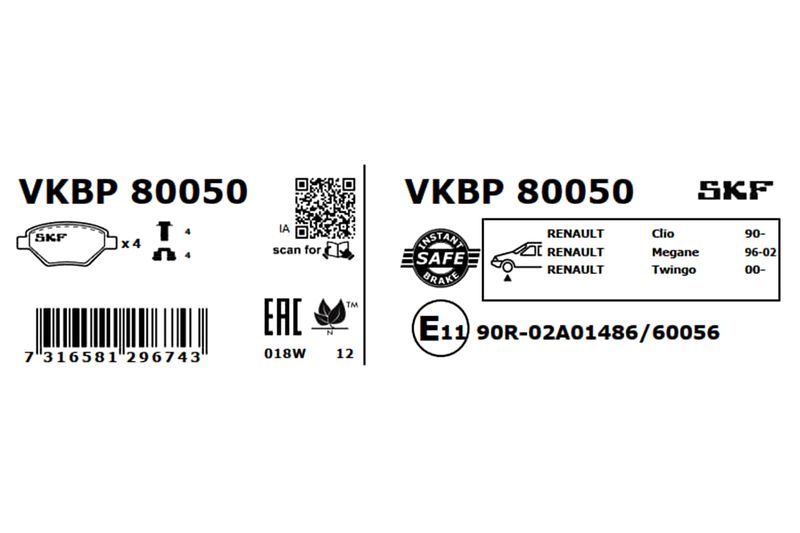 SKF VKBP 80050 Brake Pad Set, disc brake