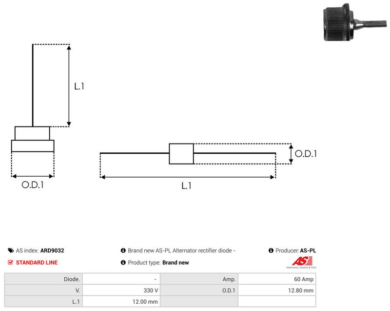 AS-PL ARD9032 Rectifier, alternator
