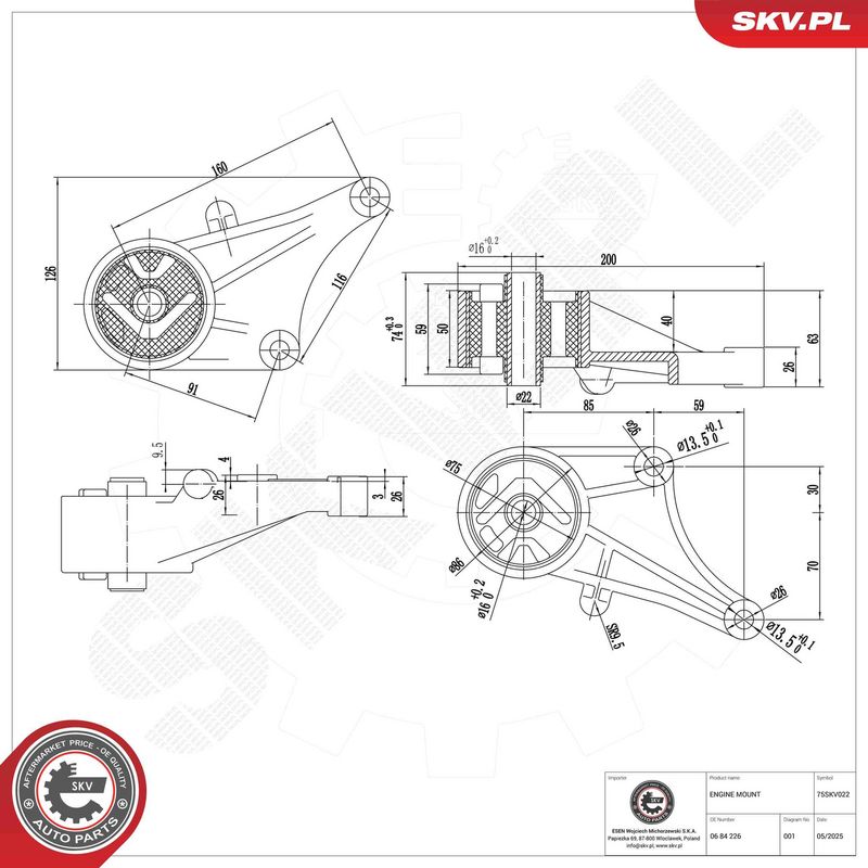 ESEN SKV 75SKV022 Mounting, engine