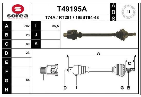 EAI hajtótengely T49195A