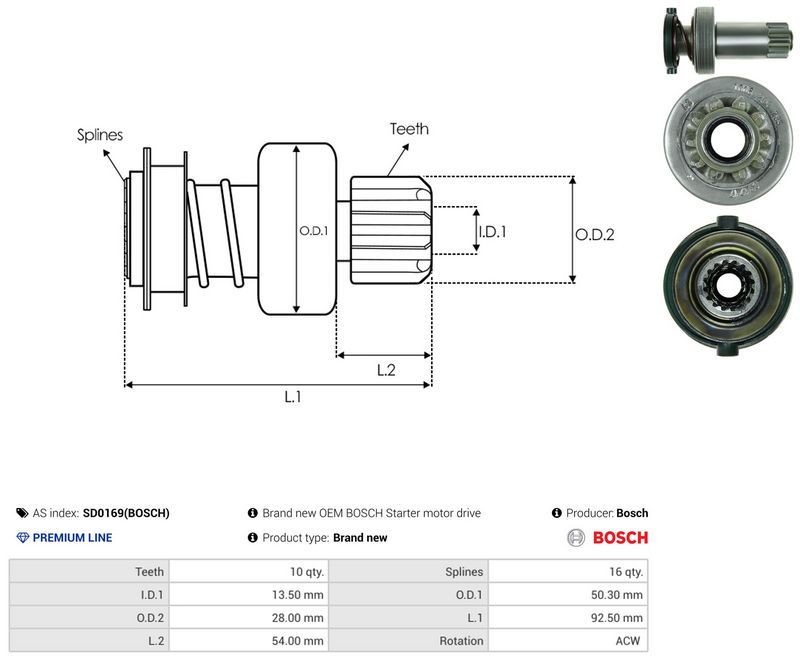 AS-PL SD0169(BOSCH) Freewheel Gear, starter