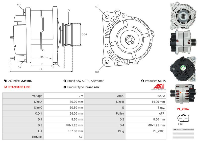 AS-PL A3460S Alternator