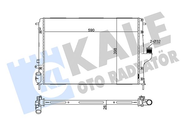 Радіатор, система охолодження двигуна, Kale Oto Radyatör 346210