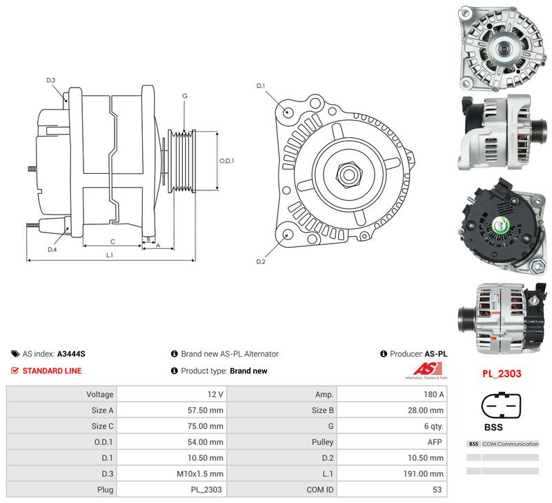 Generaator, AS-PL A3444S