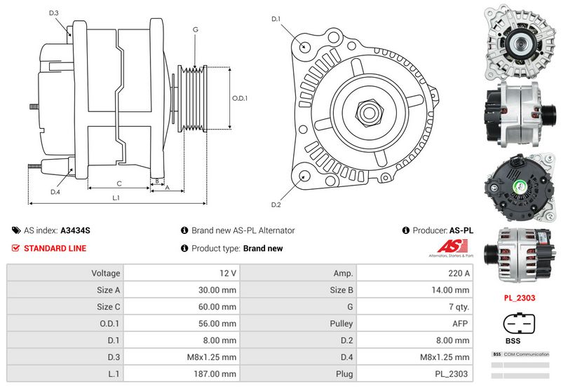 AS-PL A3434S Alternator